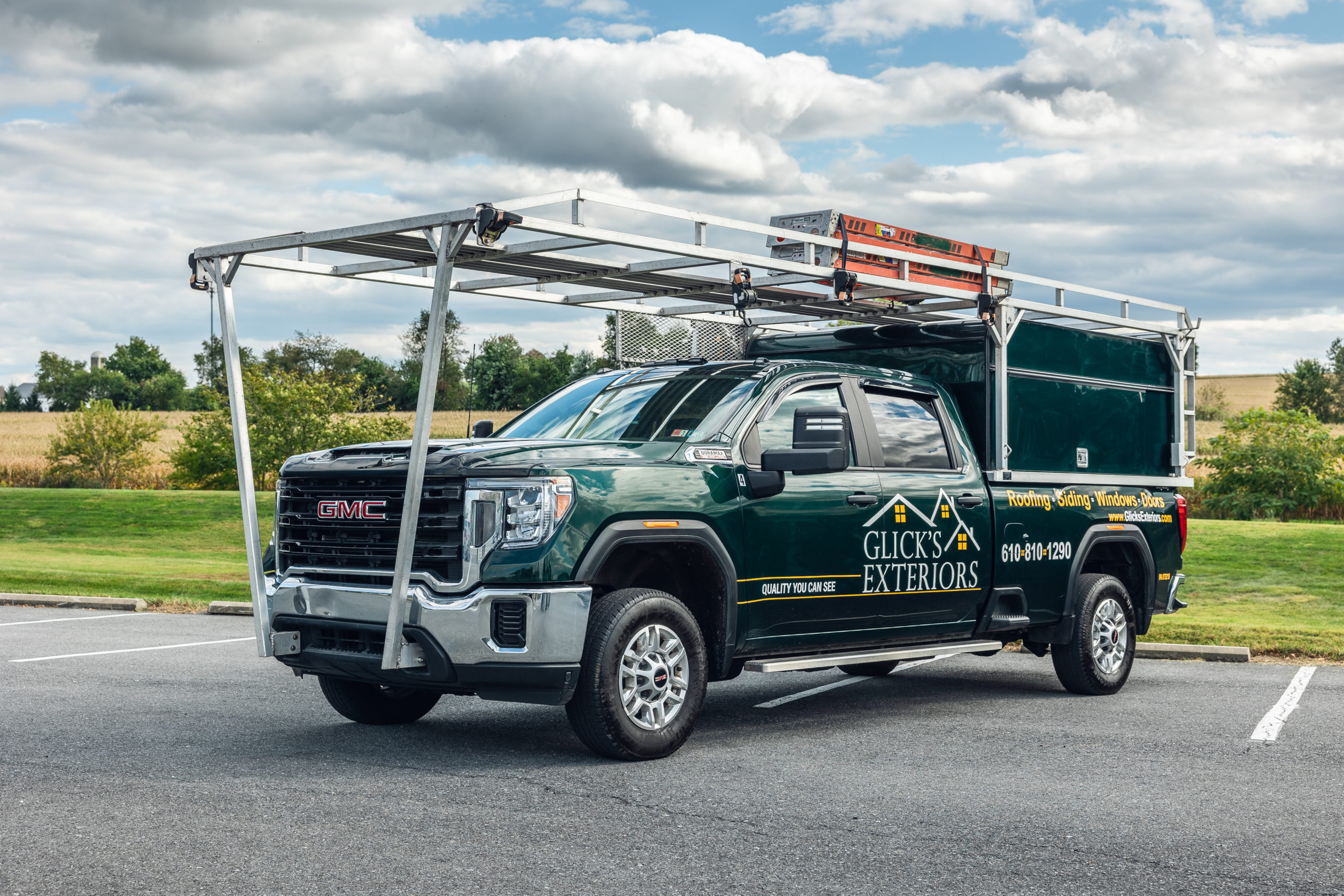 Glick's Exteriors roofing truck